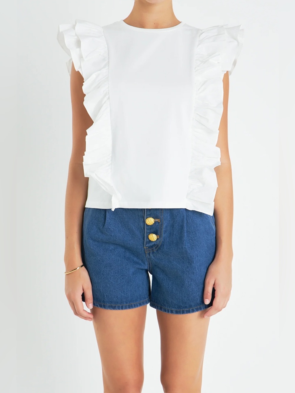 English Factory White POPLIN RUFFLE DETAIL SLEEVELESS size S - Picture 4 of 4